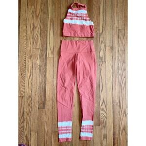 Aerie Chill Play Move Tie Dye Activewear Set Pink White Top XS Leggings S Rare